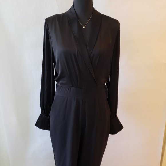 NWT Harlyn Black Tuxedo Straight Leg Jumpsuit - Picture 3 of 8